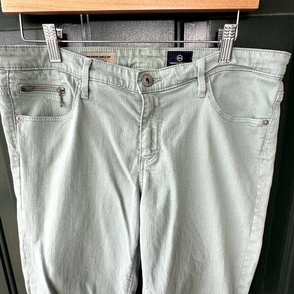 Adriano Goldschmied Stevie Ankle Zip Stretchy Jeans Sz 31R in Pale Sage Green - Picture 4 of 8